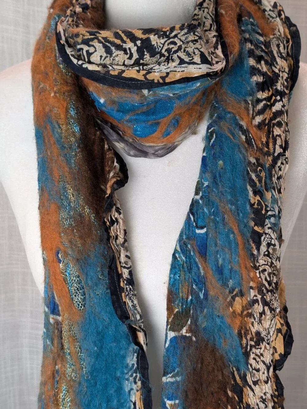 Felt Scarf Mixed Media with Fringe